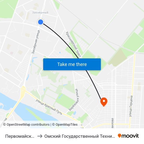 Первомайский Рынок to Омский Государственный Технический Университет map