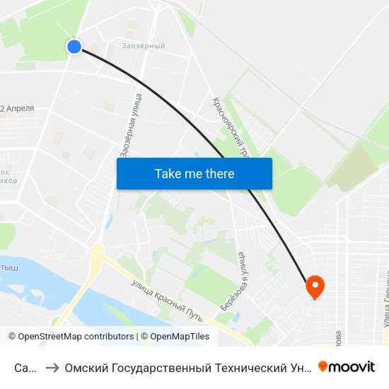 Сады to Омский Государственный Технический Университет map