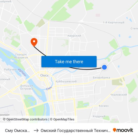 Сму Омскавтотранс to Омский Государственный Технический Университет map