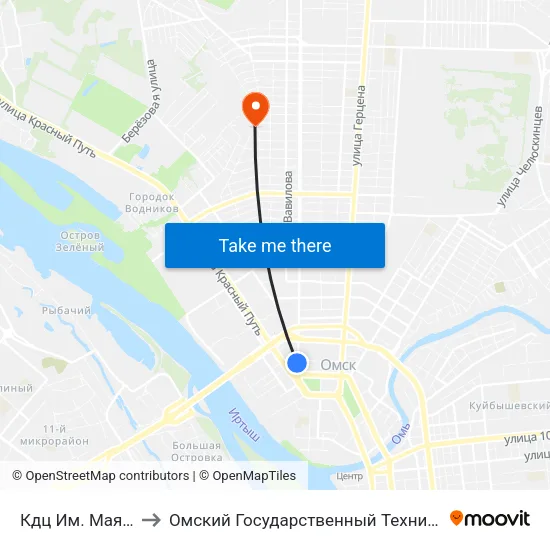 Кдц Им. Маяковского to Омский Государственный Технический Университет map