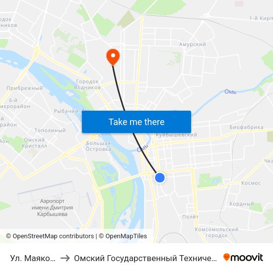 Ул. Маяковского to Омский Государственный Технический Университет map