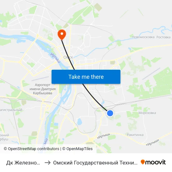Дк Железнодорожник to Омский Государственный Технический Университет map