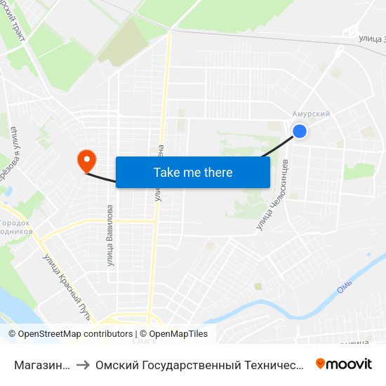 Магазин Заря to Омский Государственный Технический Университет map