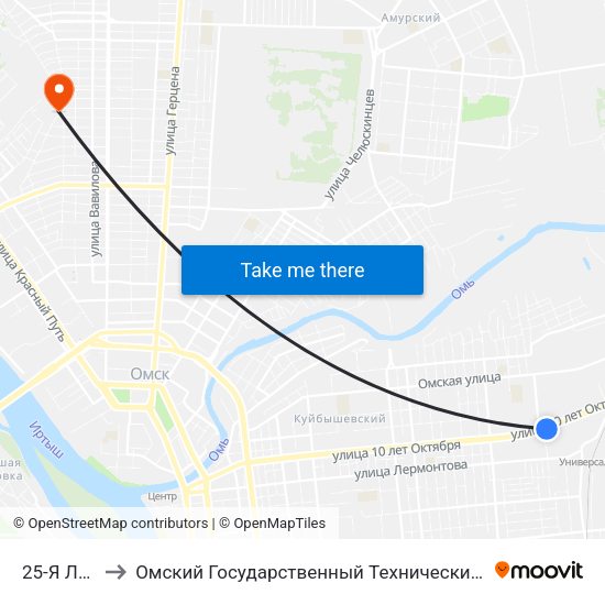 25-Я Линия to Омский Государственный Технический Университет map
