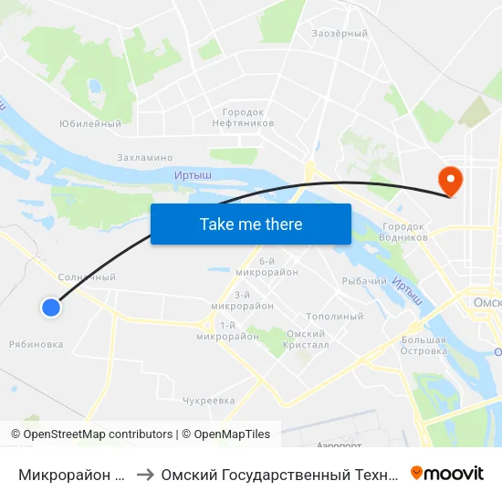 Микрорайон Рябиновка to Омский Государственный Технический Университет map