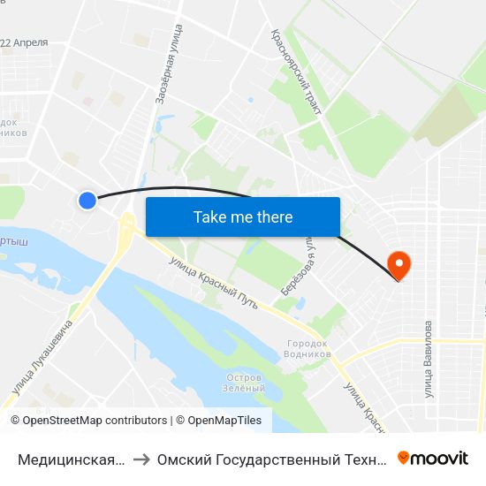 Медицинская Академия to Омский Государственный Технический Университет map