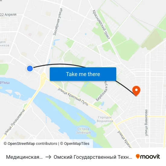 Медицинская Академия to Омский Государственный Технический Университет map
