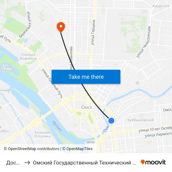 Досааф to Омский Государственный Технический Университет map