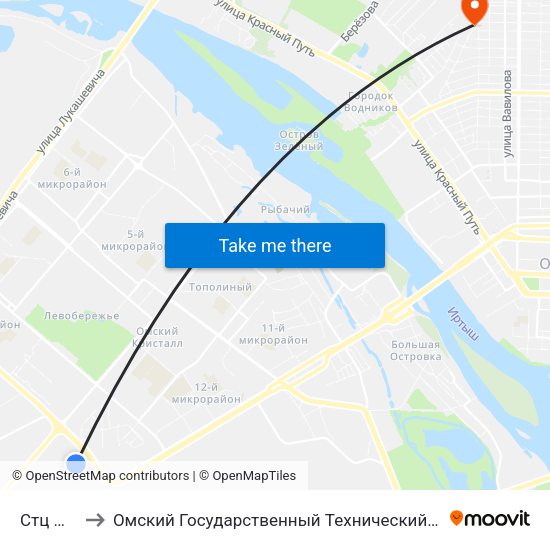 Стц Мега to Омский Государственный Технический Университет map