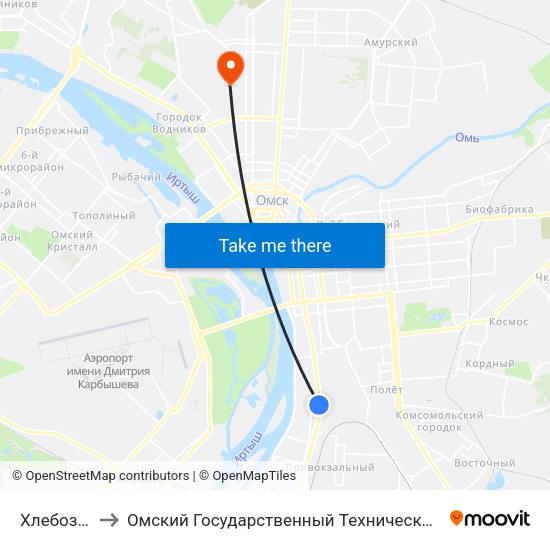 Хлебозавод to Омский Государственный Технический Университет map
