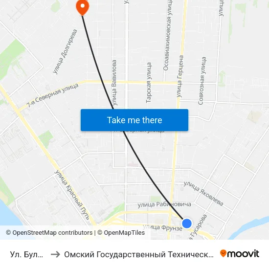 Ул. Булатова to Омский Государственный Технический Университет map