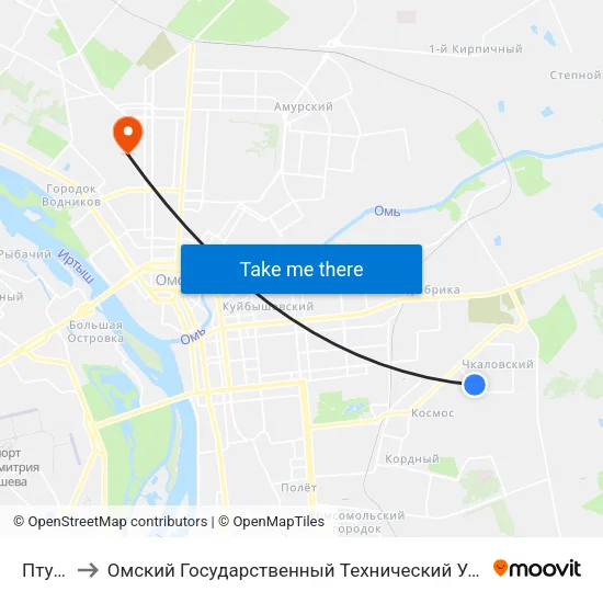 Пту-43 to Омский Государственный Технический Университет map