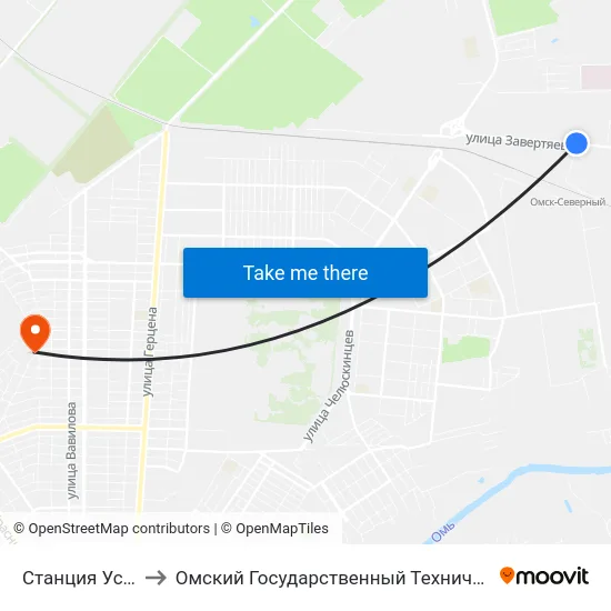 Станция Успешная to Омский Государственный Технический Университет map