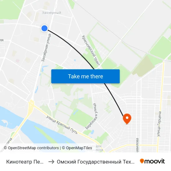 Кинотеатр Первомайский to Омский Государственный Технический Университет map
