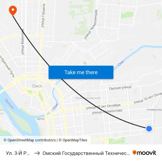 Ул. 3-Й Разъезд to Омский Государственный Технический Университет map