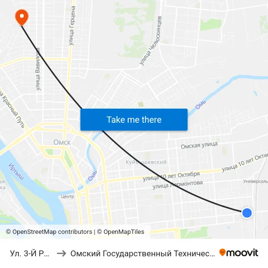 Ул. 3-Й Разъезд to Омский Государственный Технический Университет map