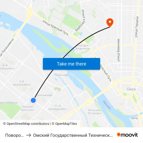 Поворотная to Омский Государственный Технический Университет map