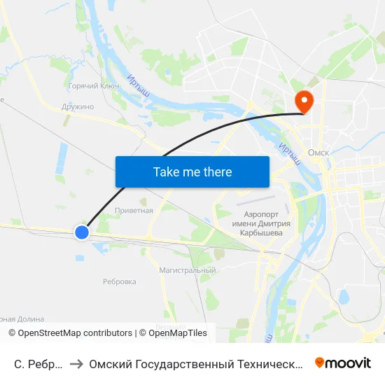 С. Ребровка to Омский Государственный Технический Университет map