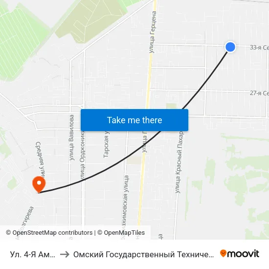 Ул. 4-Я Амурская to Омский Государственный Технический Университет map
