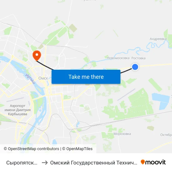 Сыропятский Тракт to Омский Государственный Технический Университет map