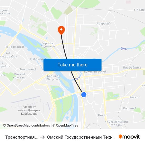 Транспортная Академия to Омский Государственный Технический Университет map