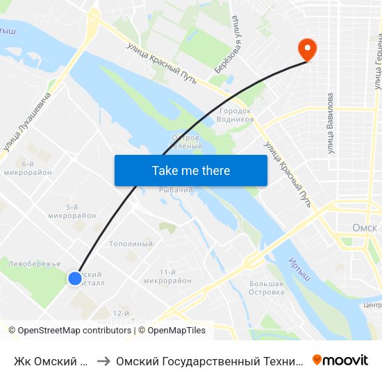 Жк Омский Кристалл to Омский Государственный Технический Университет map
