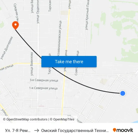 Ул. 7-Я Ремесленная to Омский Государственный Технический Университет map
