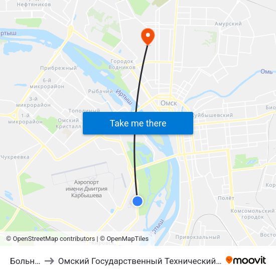 Больница to Омский Государственный Технический Университет map