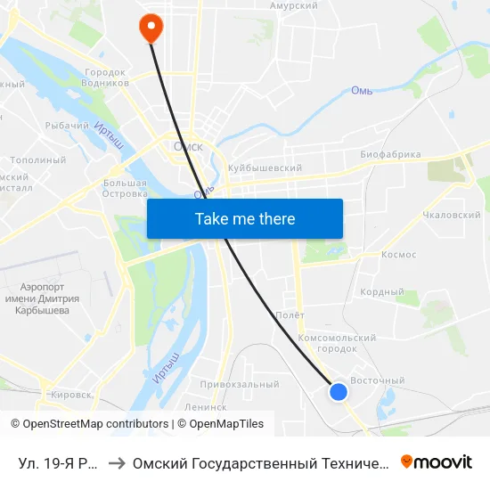 Ул. 19-Я Рабочая to Омский Государственный Технический Университет map