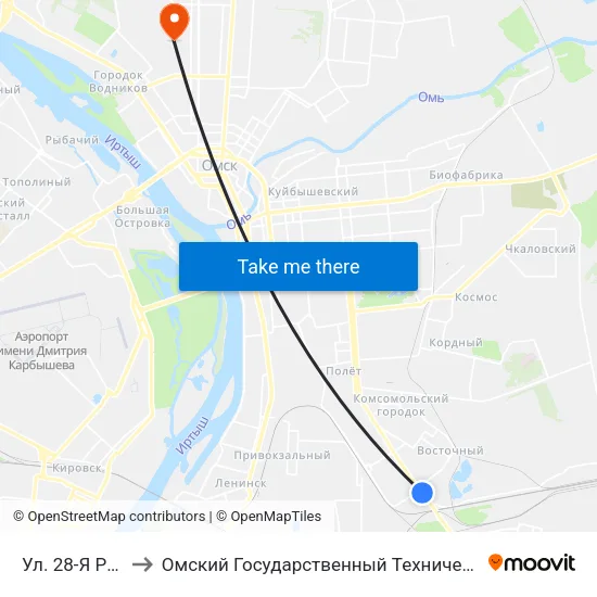 Ул. 28-Я Рабочая to Омский Государственный Технический Университет map