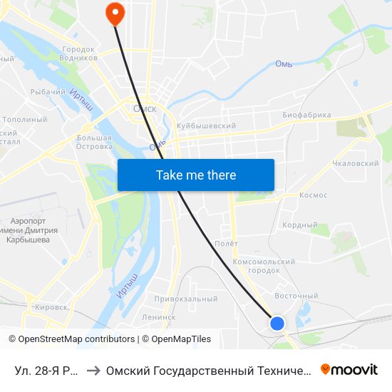 Ул. 28-Я Рабочая to Омский Государственный Технический Университет map