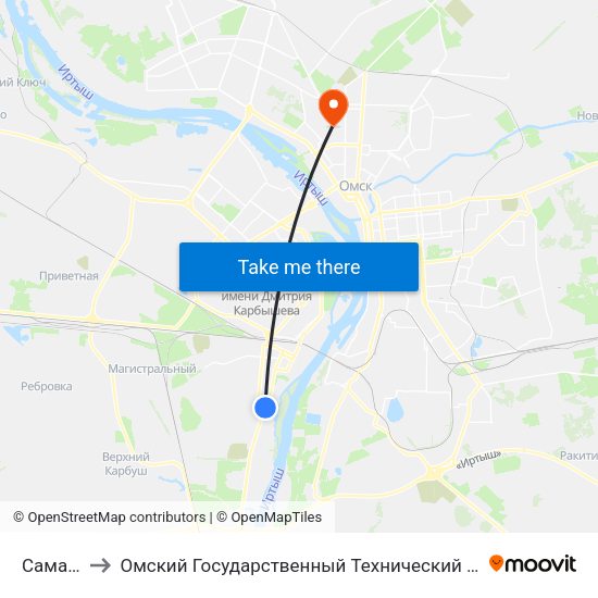 Самарка to Омский Государственный Технический Университет map