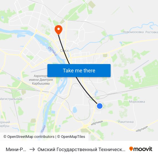 Мини-Рынок to Омский Государственный Технический Университет map