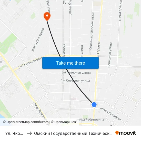 Ул. Яковлева to Омский Государственный Технический Университет map