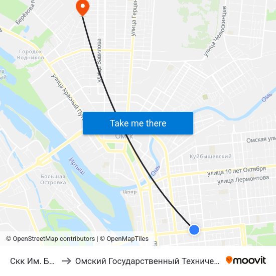 Скк Им. Блинова to Омский Государственный Технический Университет map