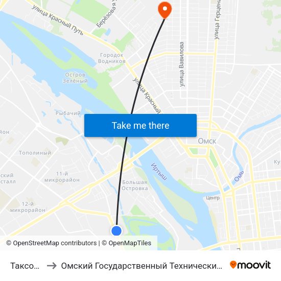 Таксопарк to Омский Государственный Технический Университет map