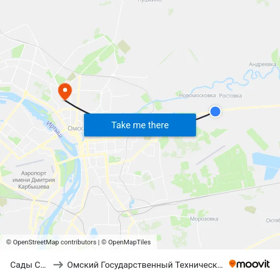 Сады Сатурн to Омский Государственный Технический Университет map