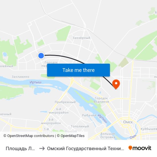 Площадь Лицкевича to Омский Государственный Технический Университет map