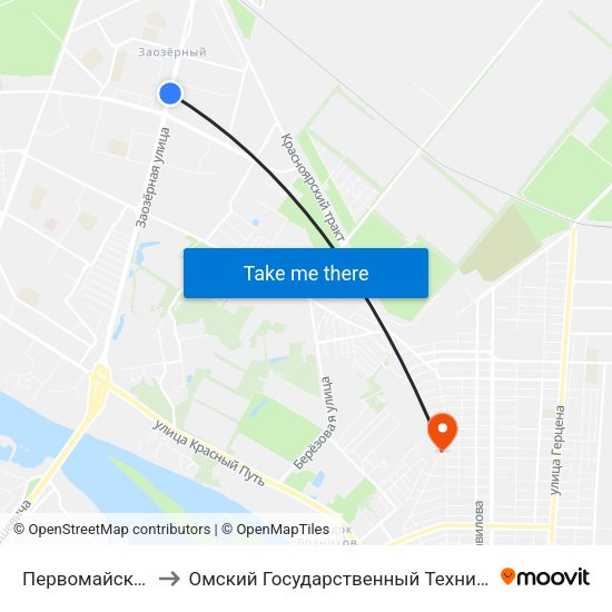 Первомайский Рынок to Омский Государственный Технический Университет map