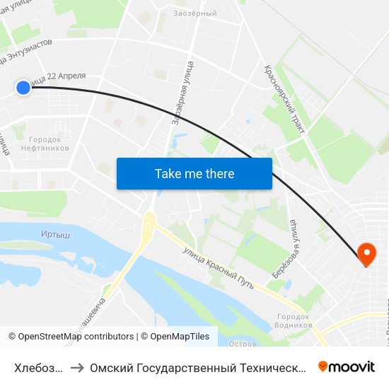 Хлебозавод to Омский Государственный Технический Университет map