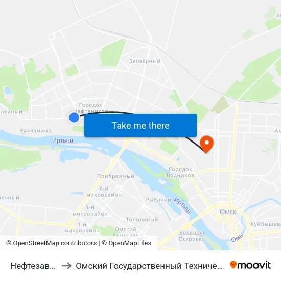 Нефтезаводская to Омский Государственный Технический Университет map