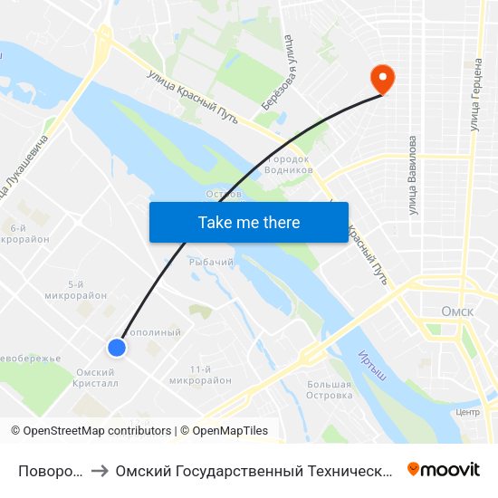 Поворотная to Омский Государственный Технический Университет map