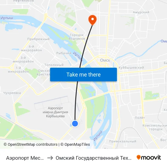 Аэропорт Местных Линий to Омский Государственный Технический Университет map