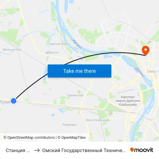 Станция Лузино to Омский Государственный Технический Университет map