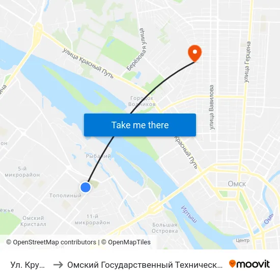 Ул. Крупской to Омский Государственный Технический Университет map