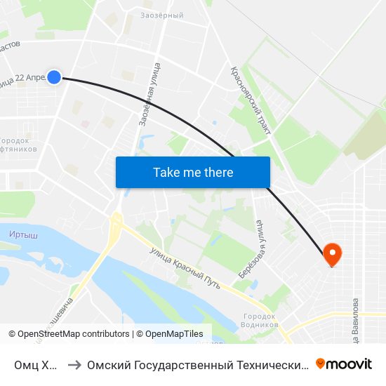 Омц Химик to Омский Государственный Технический Университет map