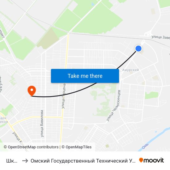 Школа to Омский Государственный Технический Университет map