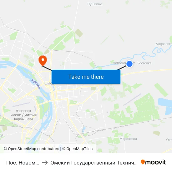 Пос. Новомосковка to Омский Государственный Технический Университет map