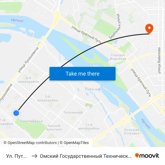 Ул. Путилова to Омский Государственный Технический Университет map