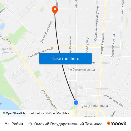 Ул. Рабиновича to Омский Государственный Технический Университет map